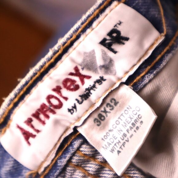 DISTRESSED JEANS 36x32 Armorex FR *FLAWED* Wide Leg Light Wash Acid Casual Denim - Picture 4 of 13